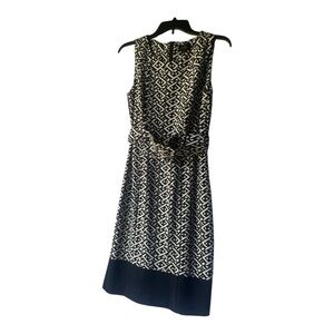 I LE New York Black/White Belted Sleeveless Dress Size 6